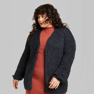 wild fable long sleeve open front fuzzy cardigan